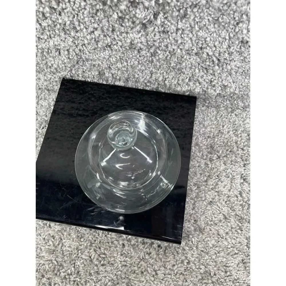 Princess House Etched Floral Clear Glass Butter Dish With Dome Cover Knob Handle